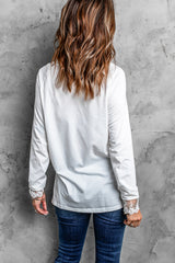 Lace Trim Long Sleeve Henley