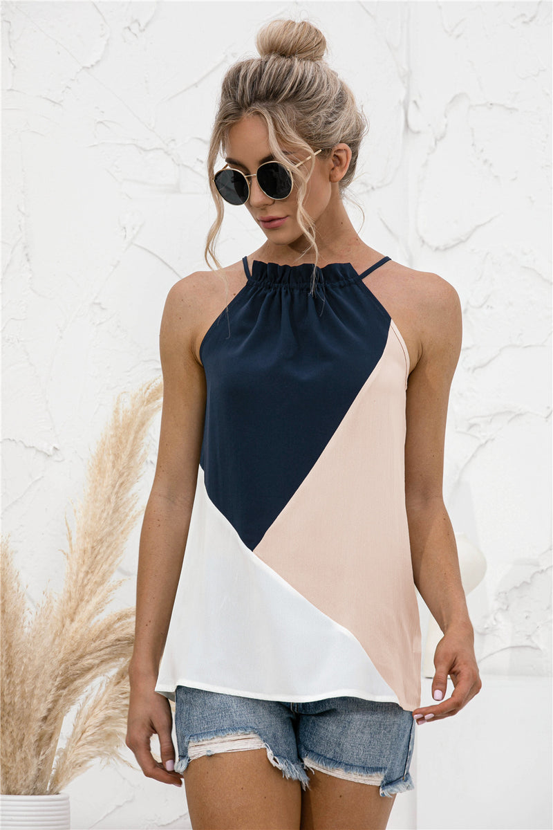 Color Block Halter Top