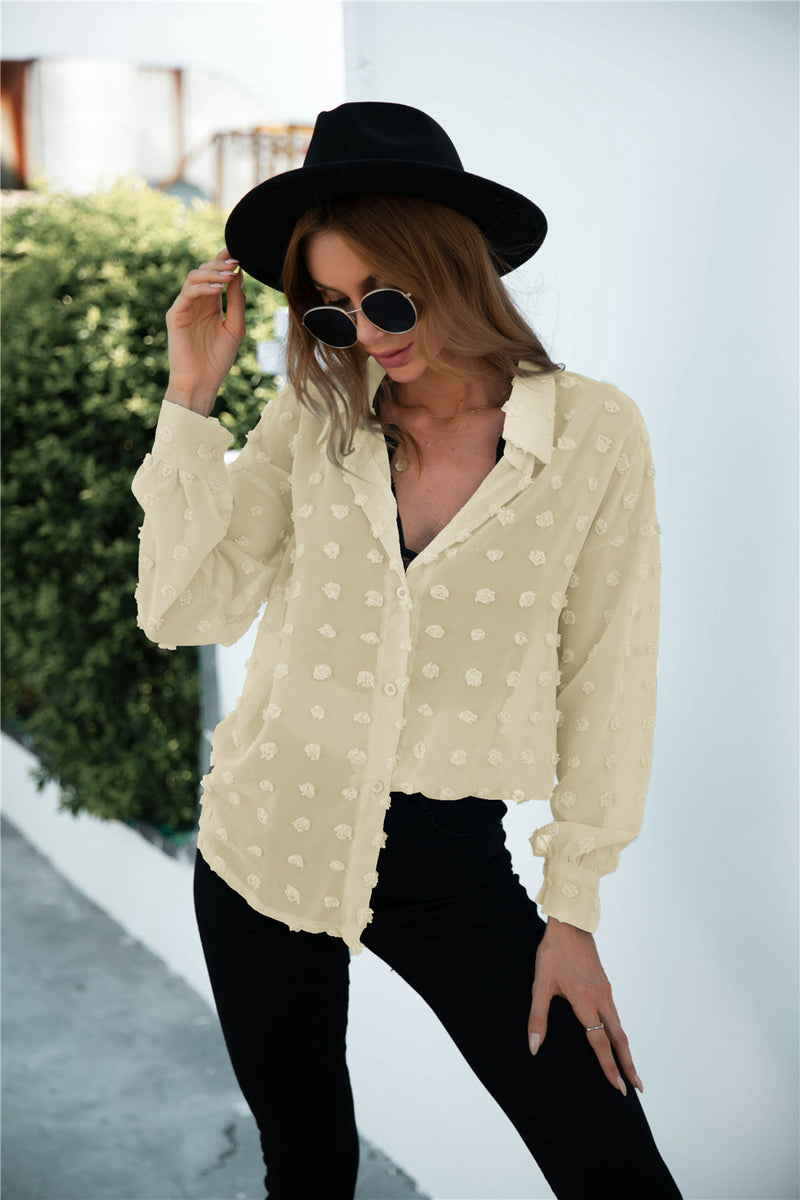 Swiss Dot Button Up Blouse