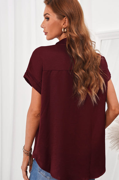 Collared Button Short Sleeves Shirt
