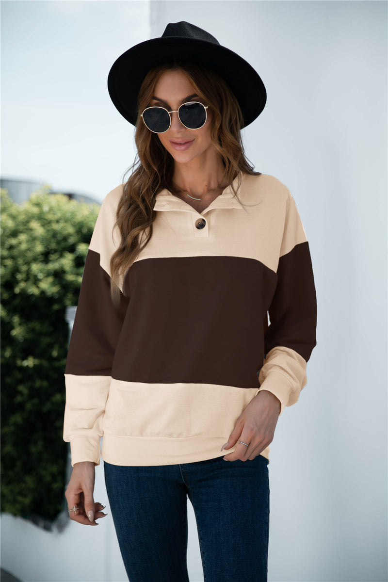 Colorblock Three Button Top