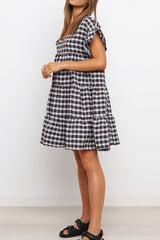 Ruffled Plaid Tiered Swing Dress