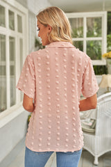 Swiss Dot Collar Short Sleeve Shirt