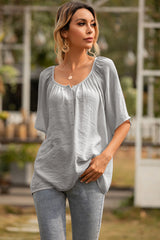 Square Neck Button Up Blouse