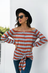 Off Shoulder Knot Hem Blouse