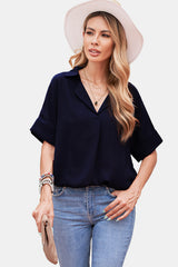 Button Back Short Sleeve Top