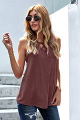 Fuchsia Crisscross V Neck Tank Top