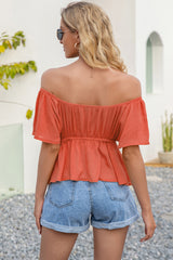 Ruffle Hem Bardot Blouse