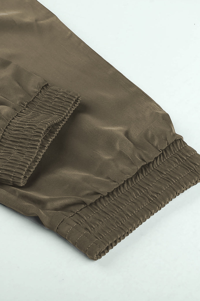 Pocketed Drawstring Satiny Joggers