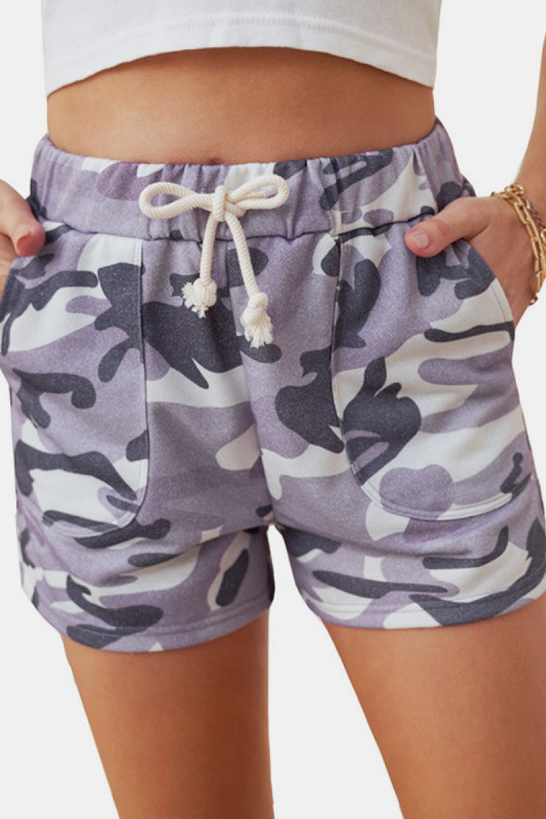 Camouflage High Rise Drawstrings Shorts