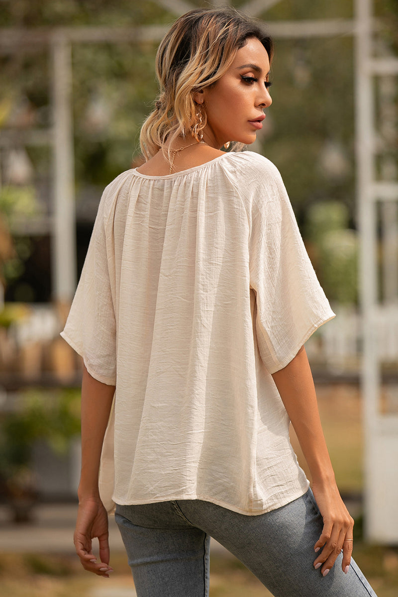 Square Neck Button Up Blouse