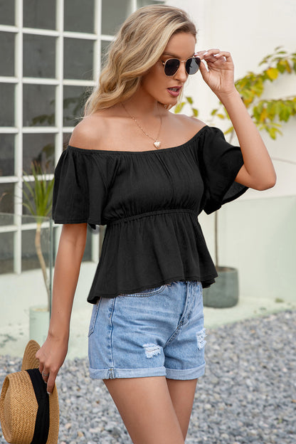 Ruffle Hem Bardot Blouse