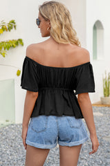 Ruffle Hem Bardot Blouse