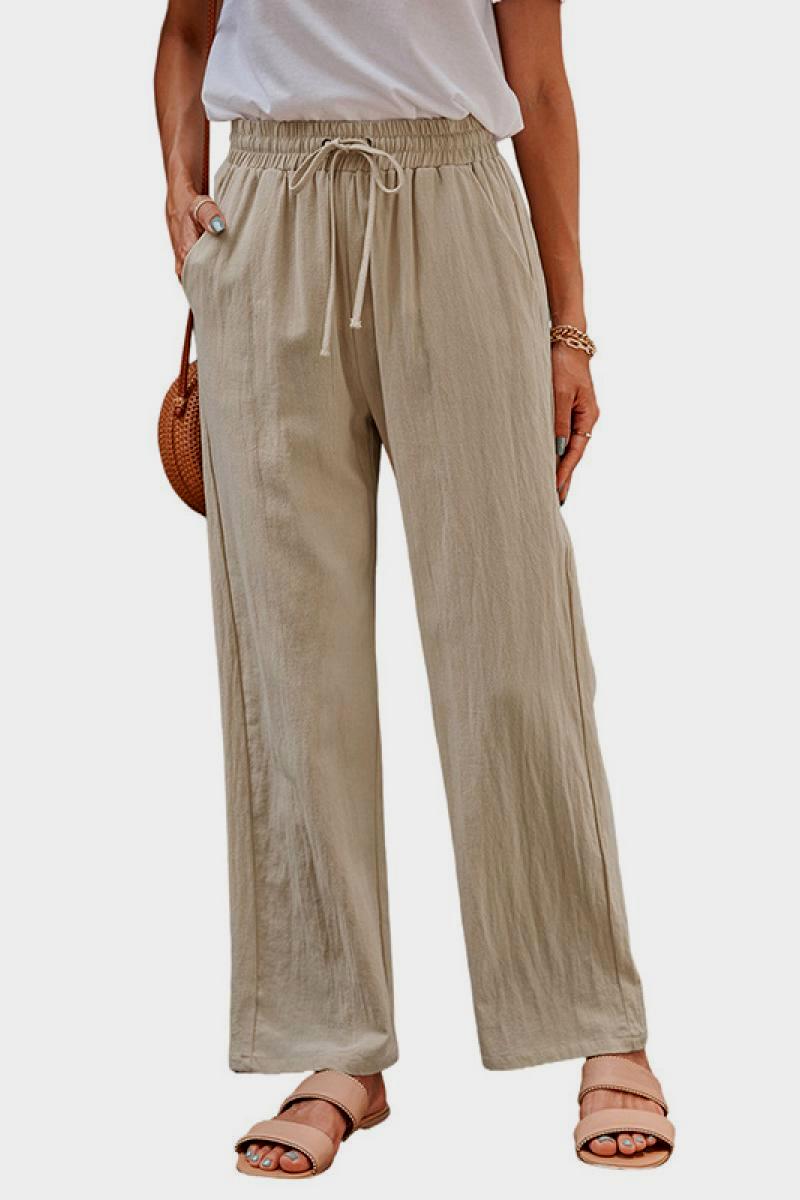 Elastic Waist Wide Leg Pants