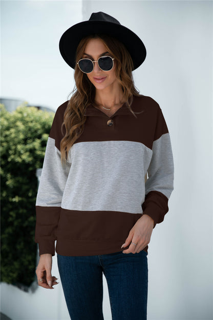 Colorblock Three Button Top