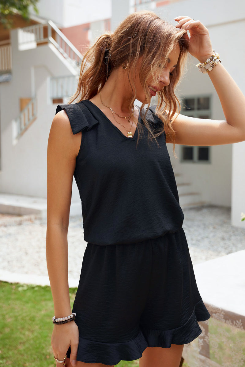 Ruffled V-Neck Romper