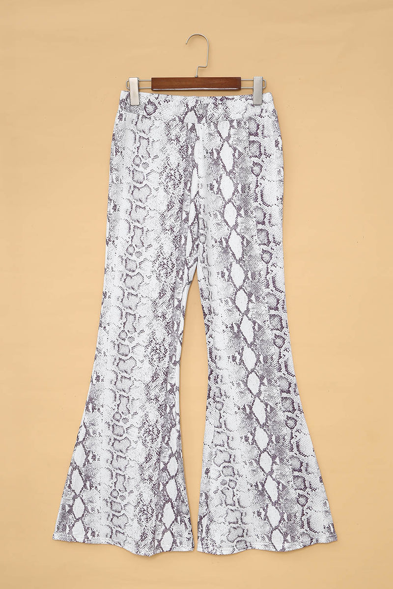 Snakeskin Print Wide Legs Pants