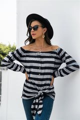 Off Shoulder Knot Hem Blouse