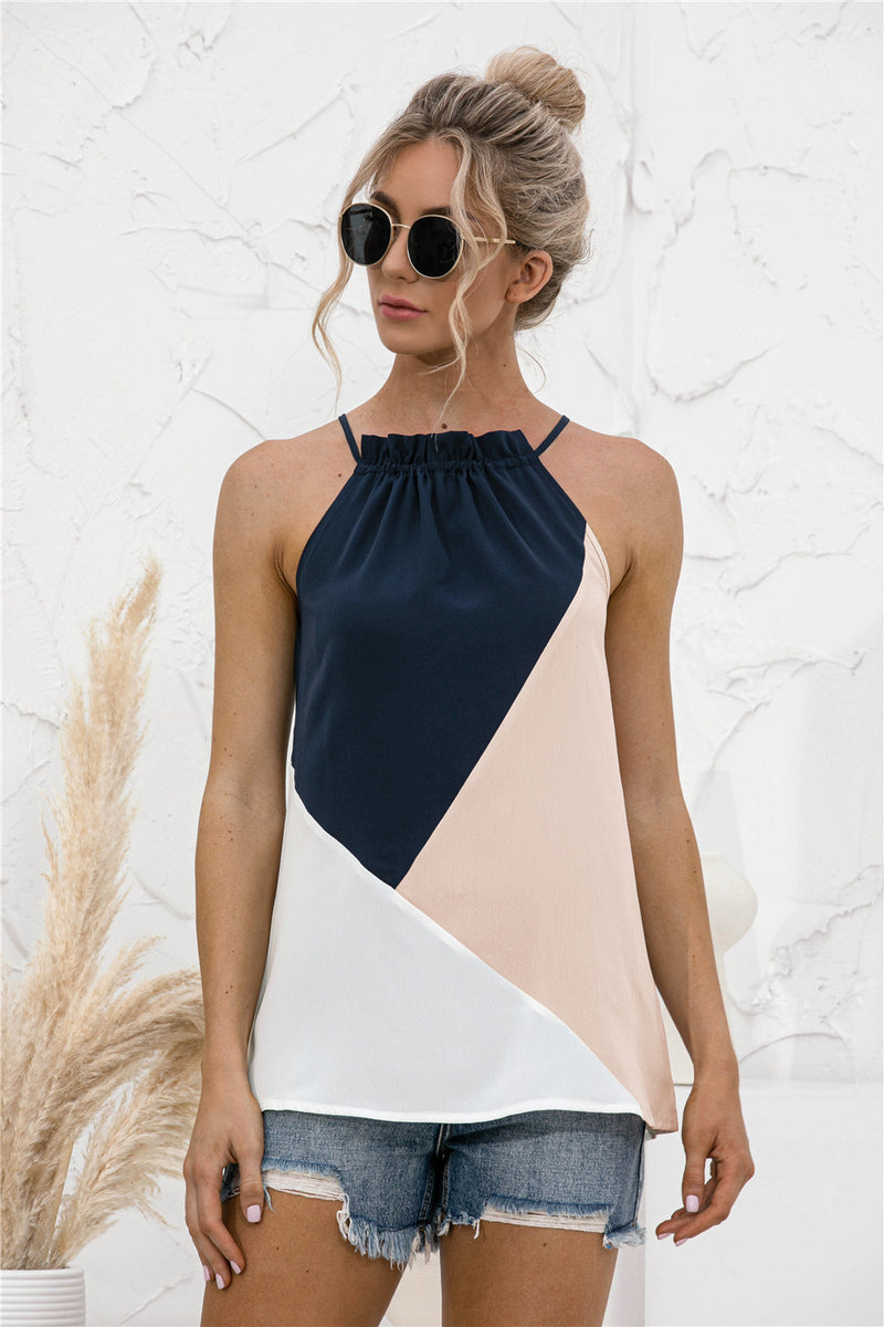 Color Block Halter Top