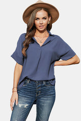 Button Back Short Sleeve Top