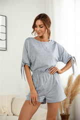 Knotted Cuff Dolman Sleeve Romper