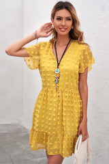 Ruffled Short Sleeves Dress