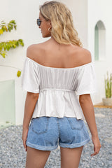 Ruffle Hem Bardot Blouse