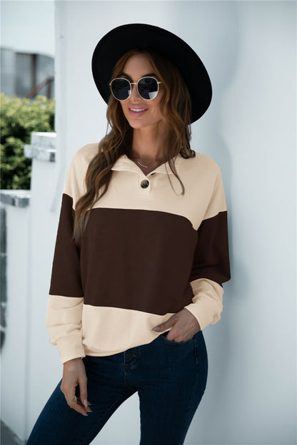 Colorblock Three Button Top