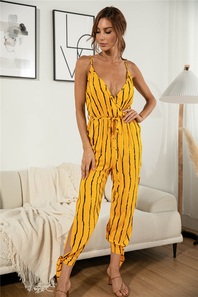 Striped Hammock Belted Jumpsuit