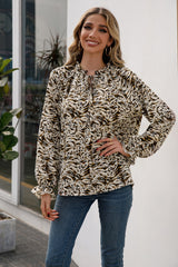 Animal Print Tie - Tie Neck Blouse | Nidsta