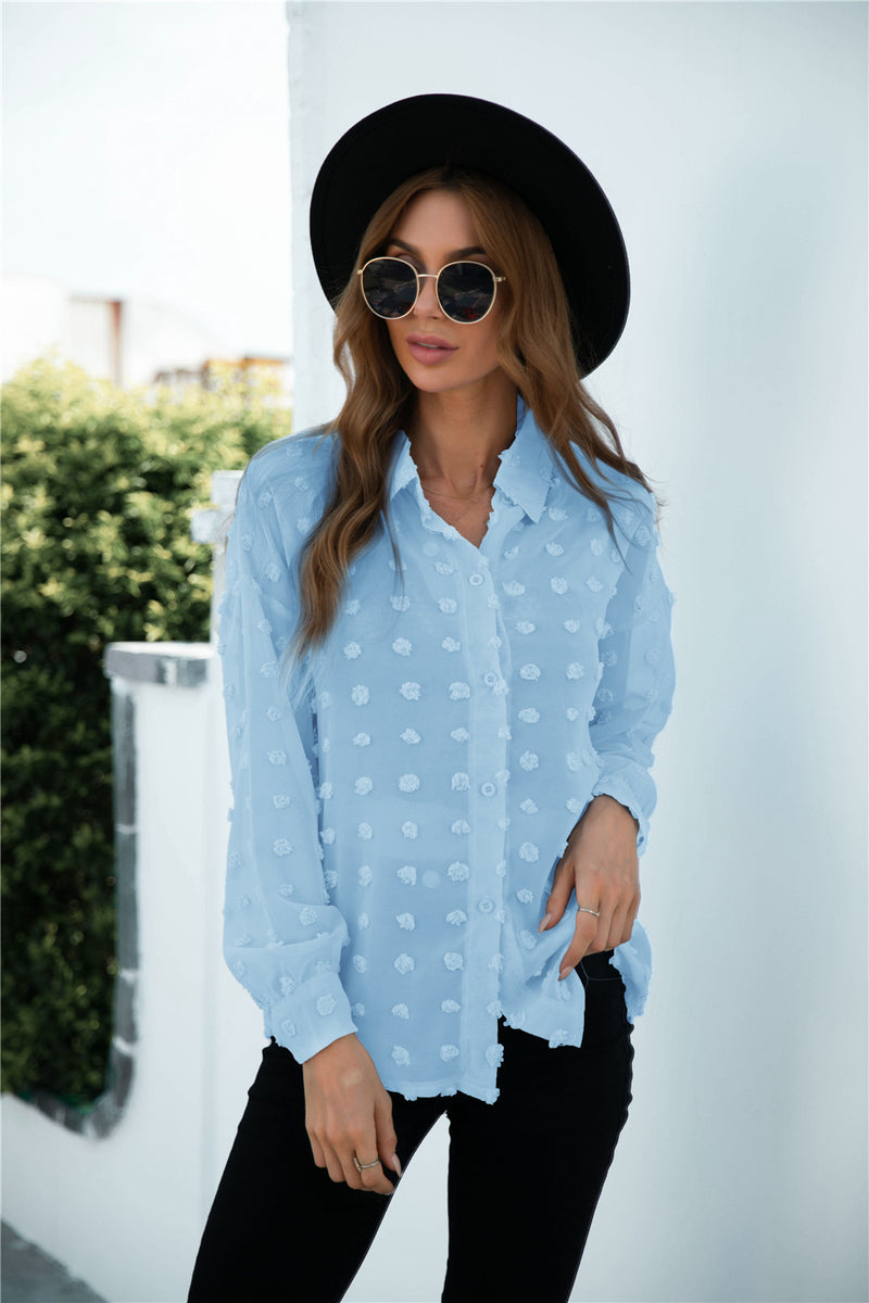 Swiss Dot Button Up Blouse