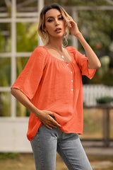 Square Neck Button Up Blouse