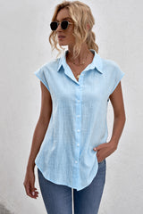 Turn-down Collar Button Front Tank